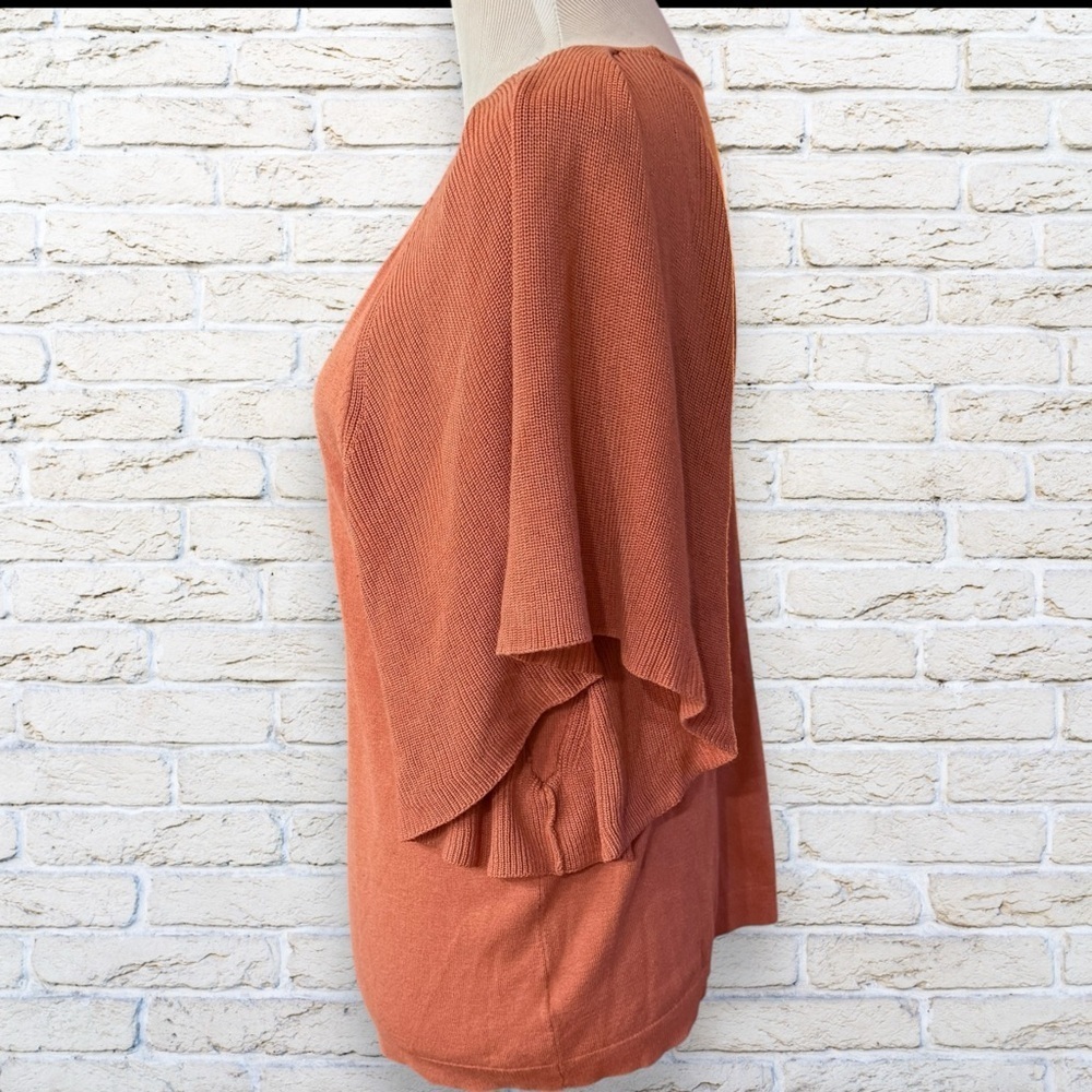 Women's Orange Sweater Top with Winged Sleeves Size XL - Picture 2 of 5